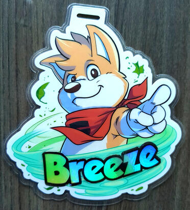 Holo-silver finish on &quot;Breeze&quot; text